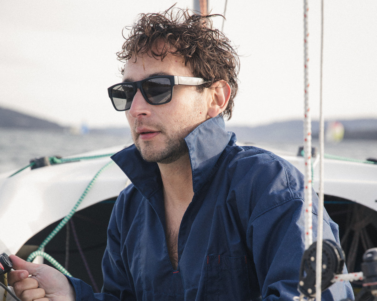 Handling lines in the cockpit wearing the Mariner's Smock