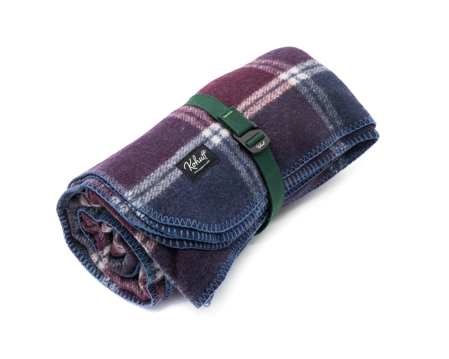 Australian made wool army blanket in burgundy tartan - Kohutt™ - made in Tasmania