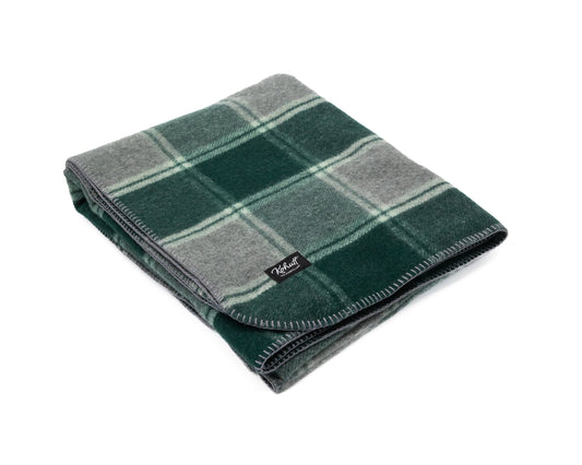 Australian made wool army blanket in emerald tartan - Kohutt™ - made in Tasmania