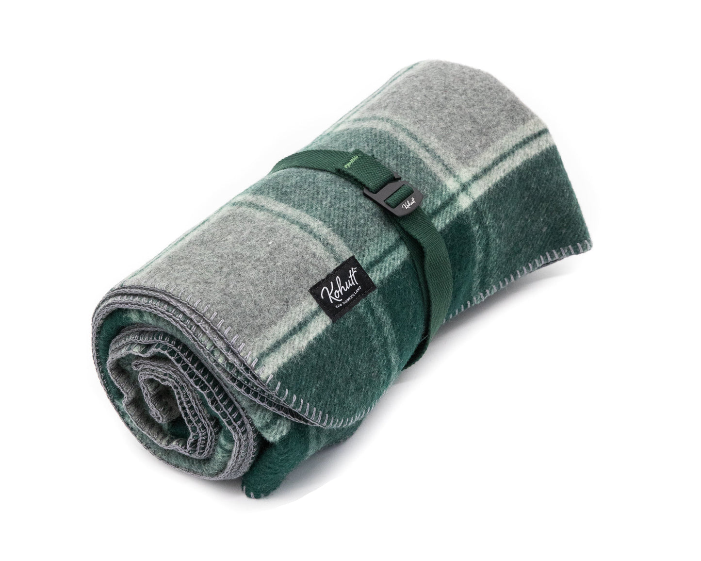 Australian made wool army blanket in emerald tartan - Kohutt™ - made in Tasmania