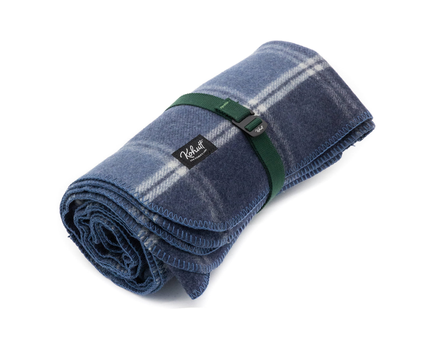 Australian made wool army blanket in ocean tartan - Kohutt™ - made in Tasmania