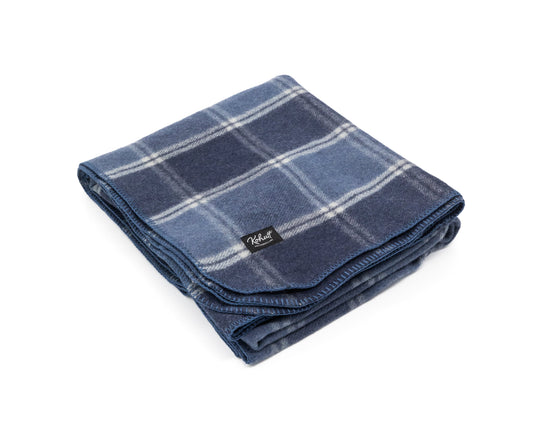 Australian made wool army blanket in ocean tartan - Kohutt™ - made in Tasmania