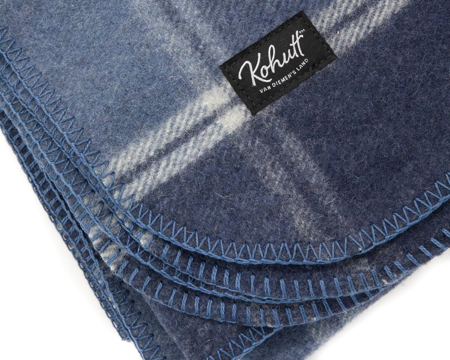 Australian made wool army blanket in ocean tartan - Kohutt™ - made in Tasmania