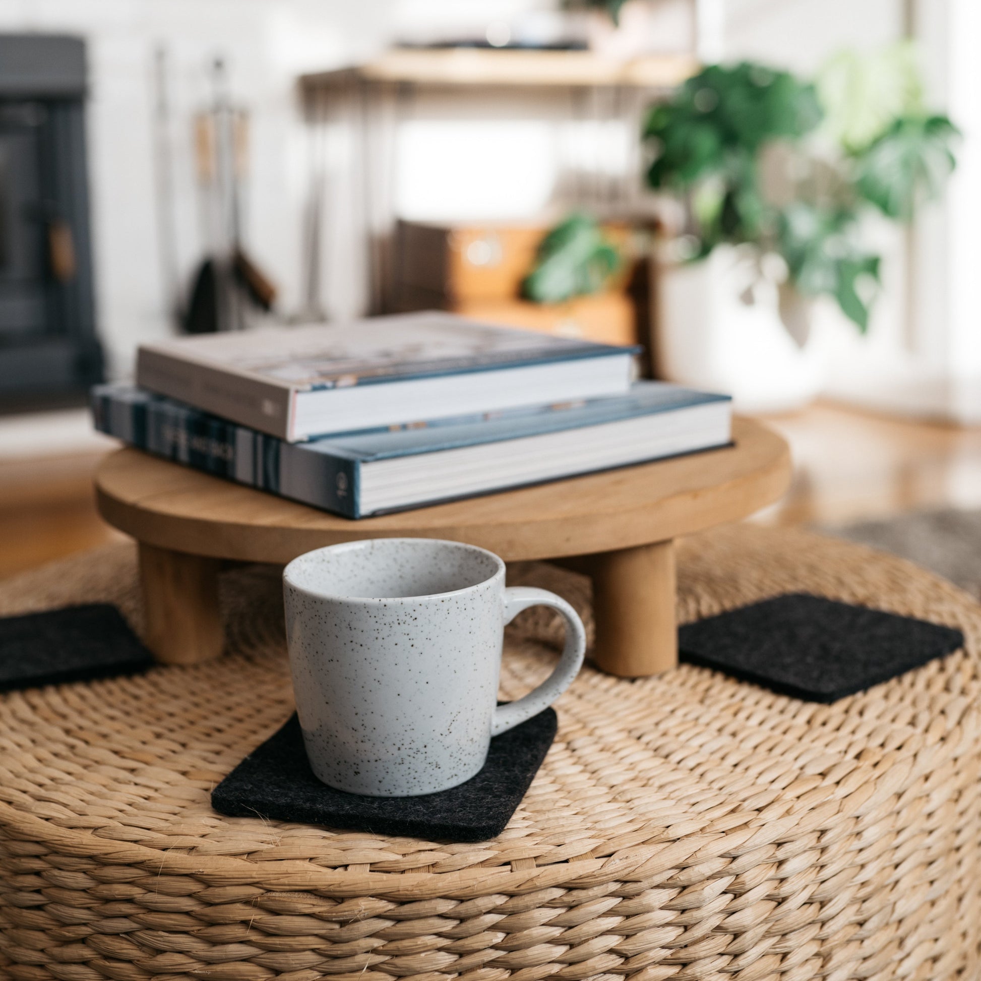 Merino wool felt coasters - square | Hand cut coasters, made from German slate grey merino wool felt. Traditionally used in German beer gardens, felt is the most absorbent of all natural fibers. Availab | Merino wool felt coasters - square - Kohutt™ | Borne of the Sea